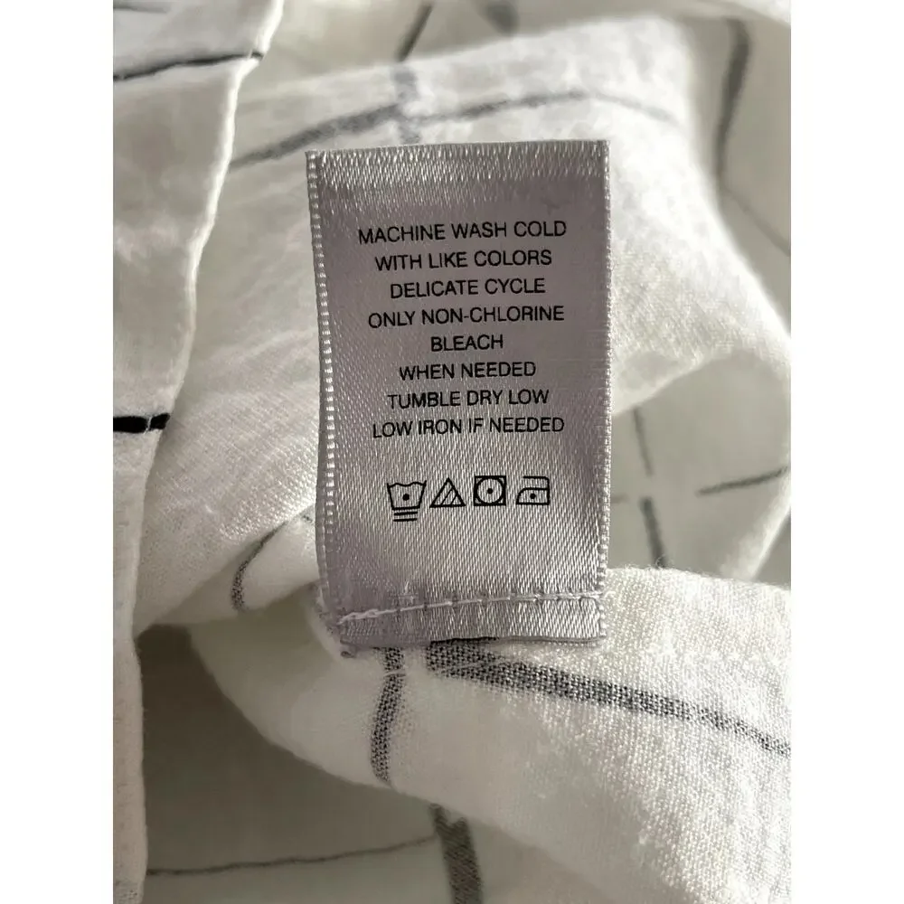 John Mark Wms Sz S Grid A-Line Tunic Top White Lagenlook Casual Breezy Relaxed